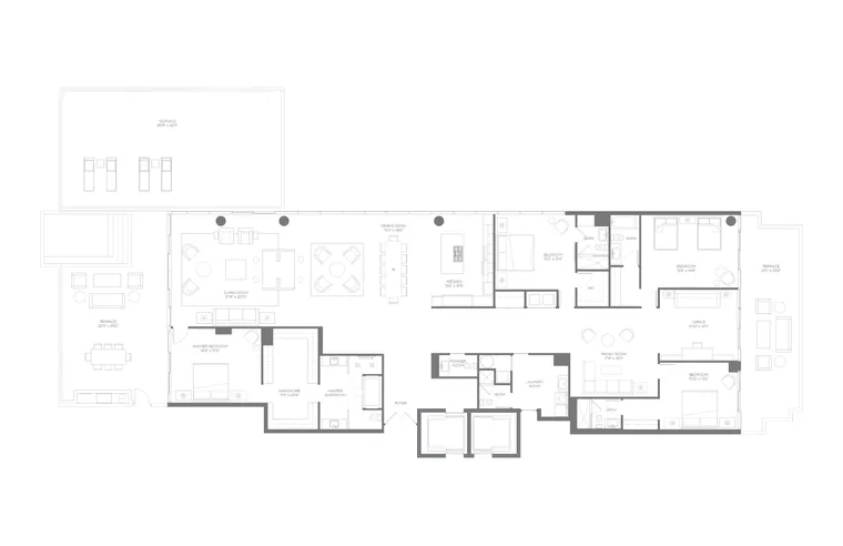 Residence A floor plan, Lanai Collection, Boca Beach House: 4 Bedrooms · 5.5 Bathrooms · 2 Dens &mdash; click to view full size