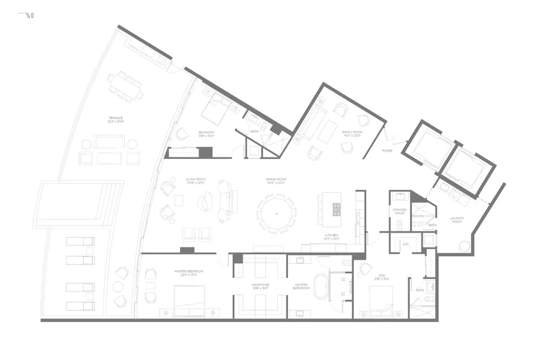 Residence D floor plan, Lanai Collection, Boca Beach House: 2 Bedrooms · 4.5 Bathrooms · 2 Dens &mdash; click to view full size
