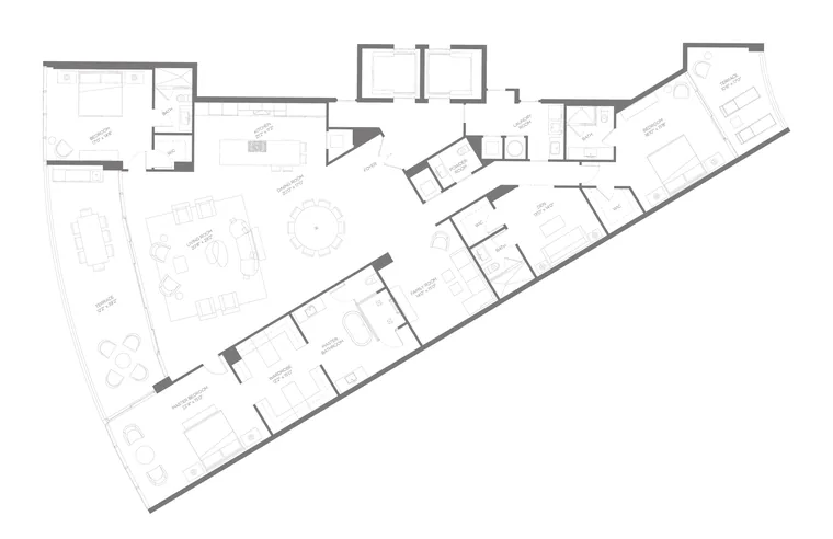 Residence D floor plan, Upper Collection, Boca Beach House: 3 Bedrooms · 4.5 Bathrooms · 2 Dens &mdash; click to view full size