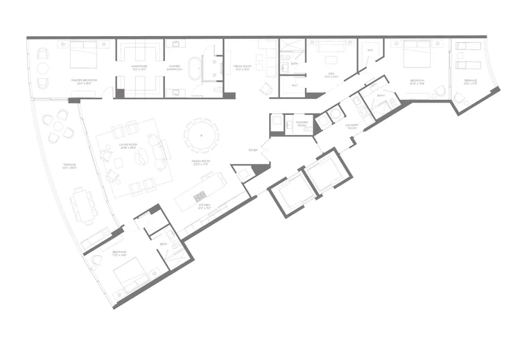 Residence Dr floor plan, Upper Collection, Boca Beach House: 3 Bedrooms · 4.5 Bathrooms · 2 Dens &mdash; click to view full size