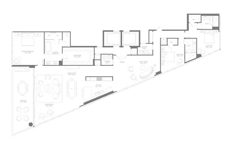 Residence G floor plan, Upper Collection, Boca Beach House: 3 Bedrooms · 3.5 Bathrooms · 1 Den &mdash; click to view full size