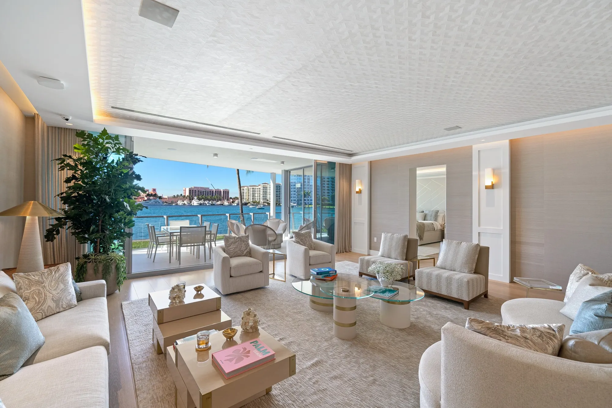 Living room with sliding glass doors to the terrace